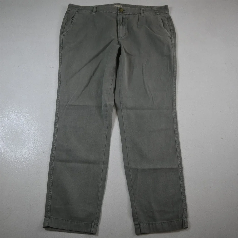 J.CREW 10 Gray‎ Green 100% Cotton Slim Casual Chino Womens Pants